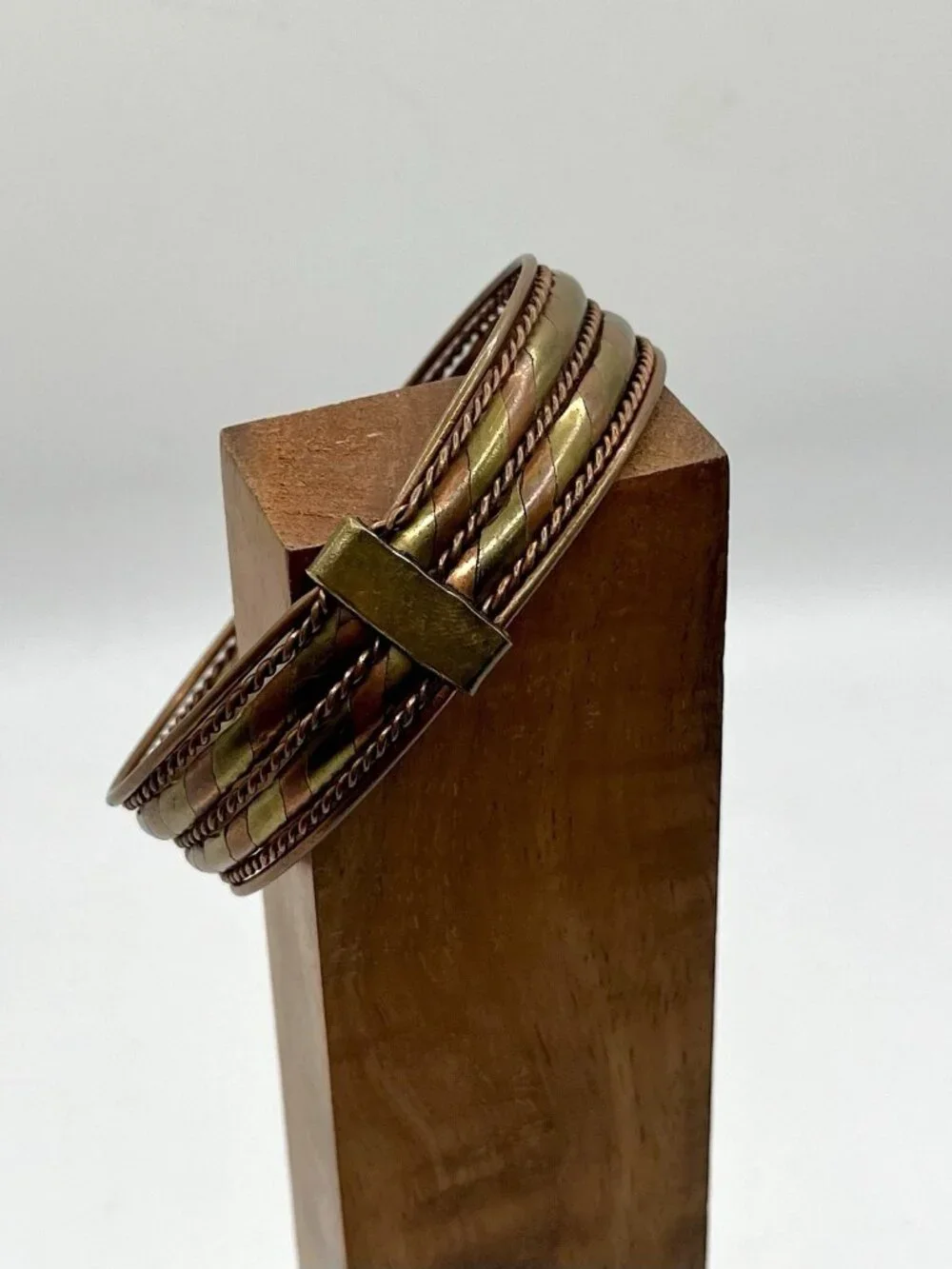 VTG Artisan Copper & Brass Cuff Bracelet Twisted Metal Boho Southwestern Boho